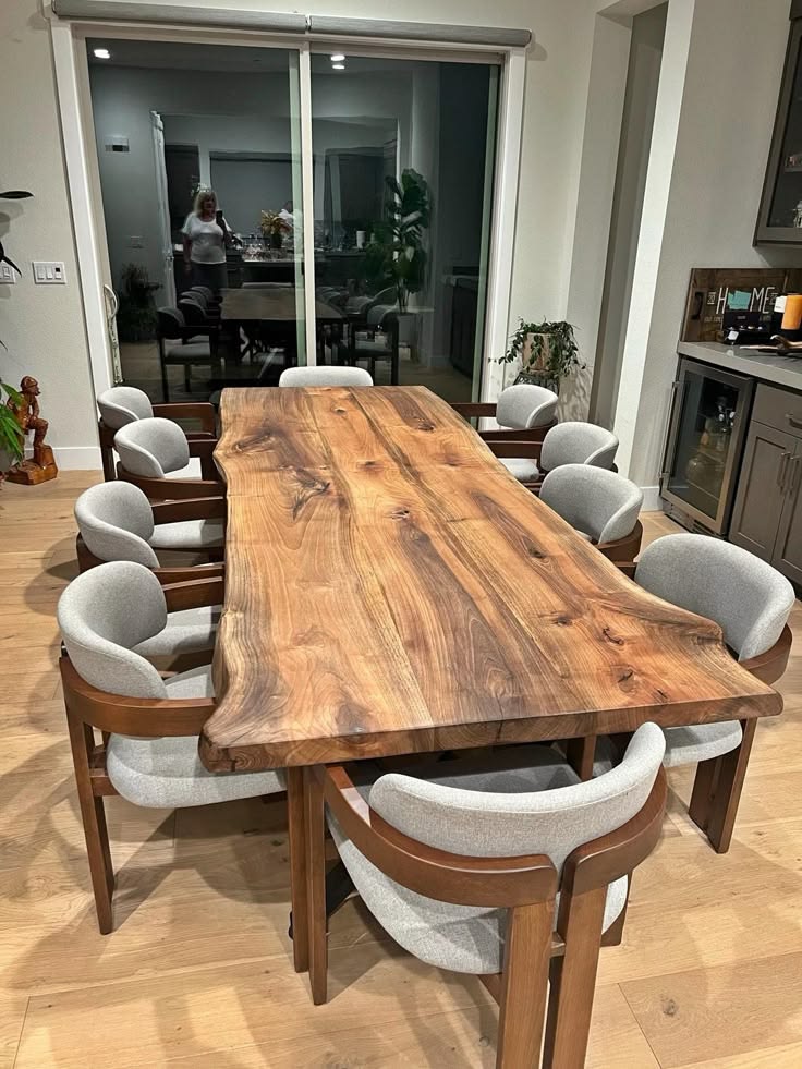 Natural Live-Edge Solid Wood Dining Table