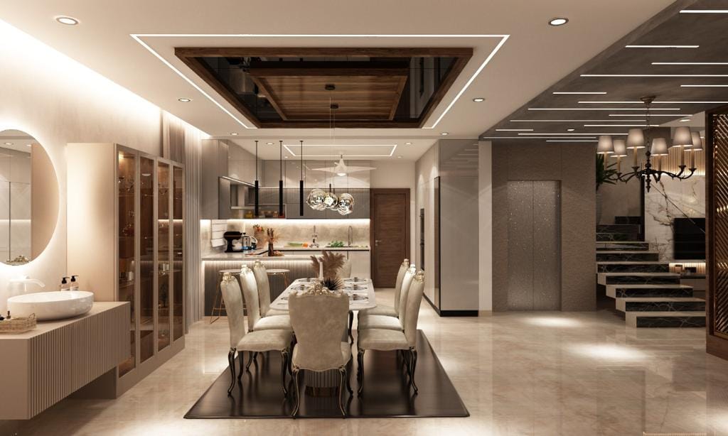 Grand Dining Hall Polished Italian Marble Flooring