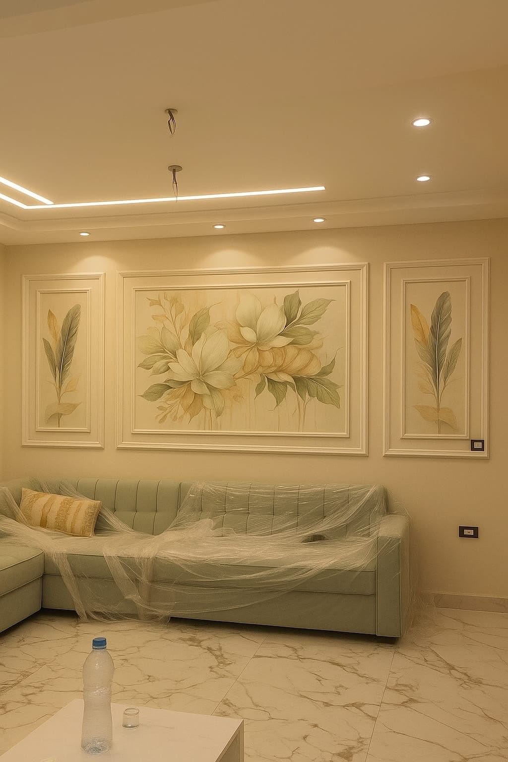 Floral Accent Wall with Architectural Molding Frames