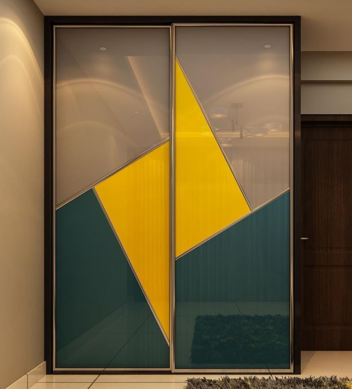 Geometric Glass Sliding Wardrobe